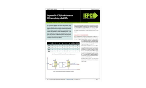 Improve DC-DC Flyback Converter Efficiency Using eGaN FETs